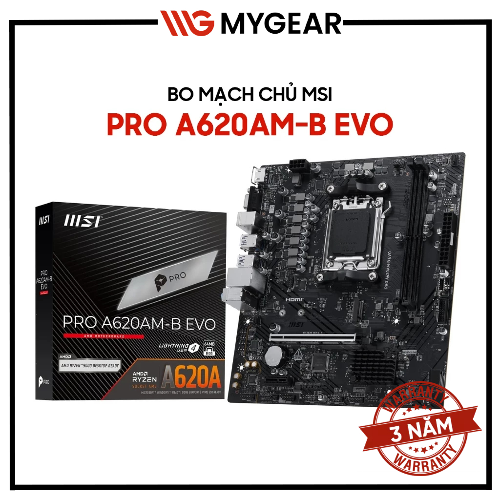 Mainboard MSI PRO A620AM-B EVO DDR5 - Bảo hành 36 tháng