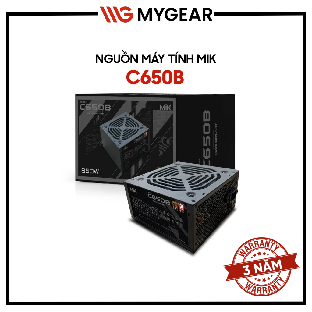 Nguồn Máy Tính MIK C650B 650W – Hiệu Suất 85%, Active PFC