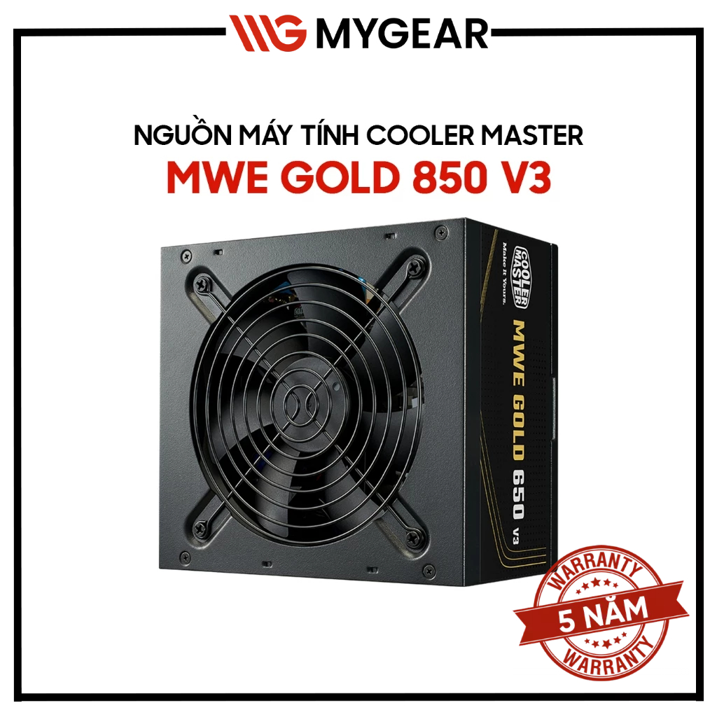 Nguồn máy tính Cooler Master MWE Gold V3 ATX 3.1 Non-Modular 850W / 750W / 650W – Chuẩn 80 Plus Gold