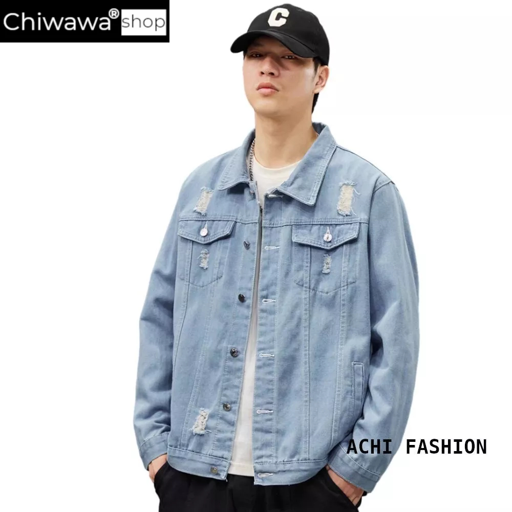 Áo Khoác Jean Unisex Cotton Co Giãn - Xanh Rách 05, Đen Rách 05 | Chiwawa