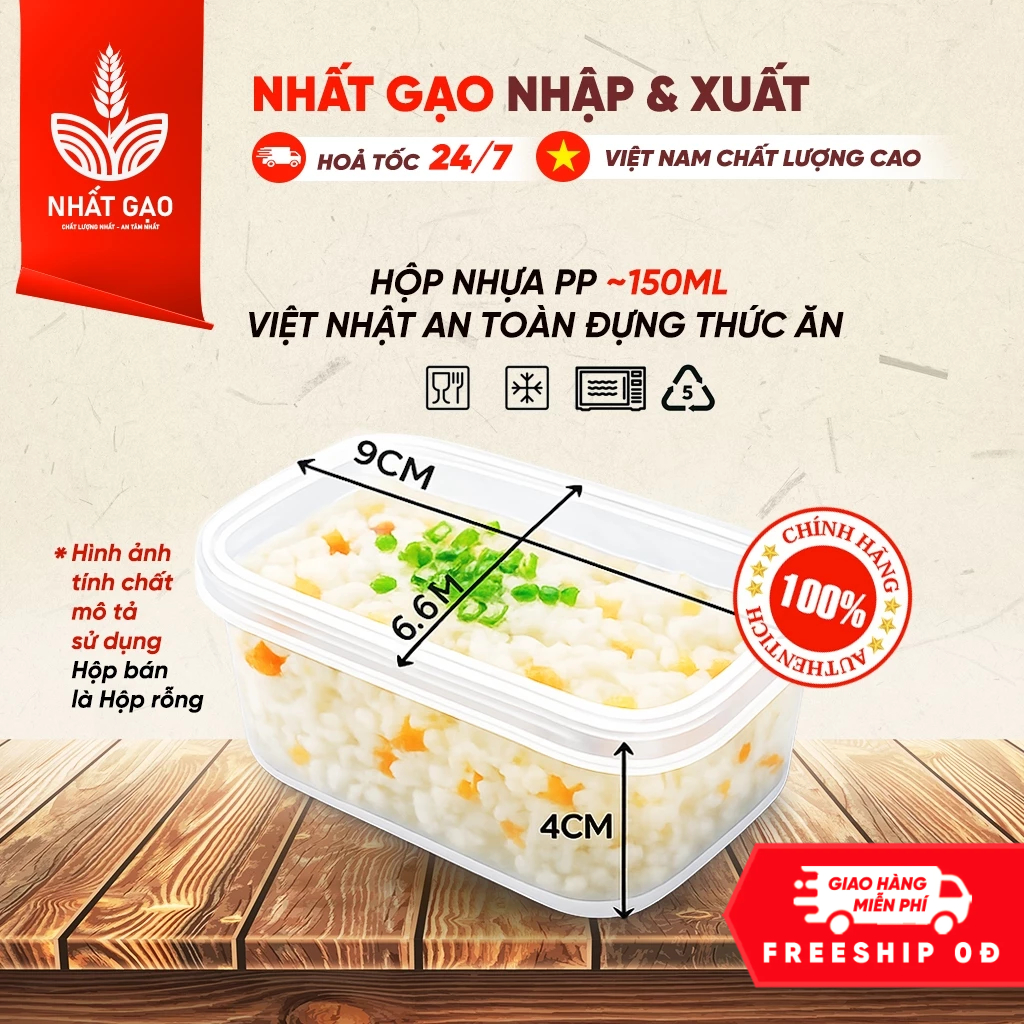 Hộp Nhựa Trữ Đông Bé 150ml PP5 Chính Hãng Việt Nhật Plastic | Dùng Tủ Đông, Lò Vi Sóng dùng đựng đồ 