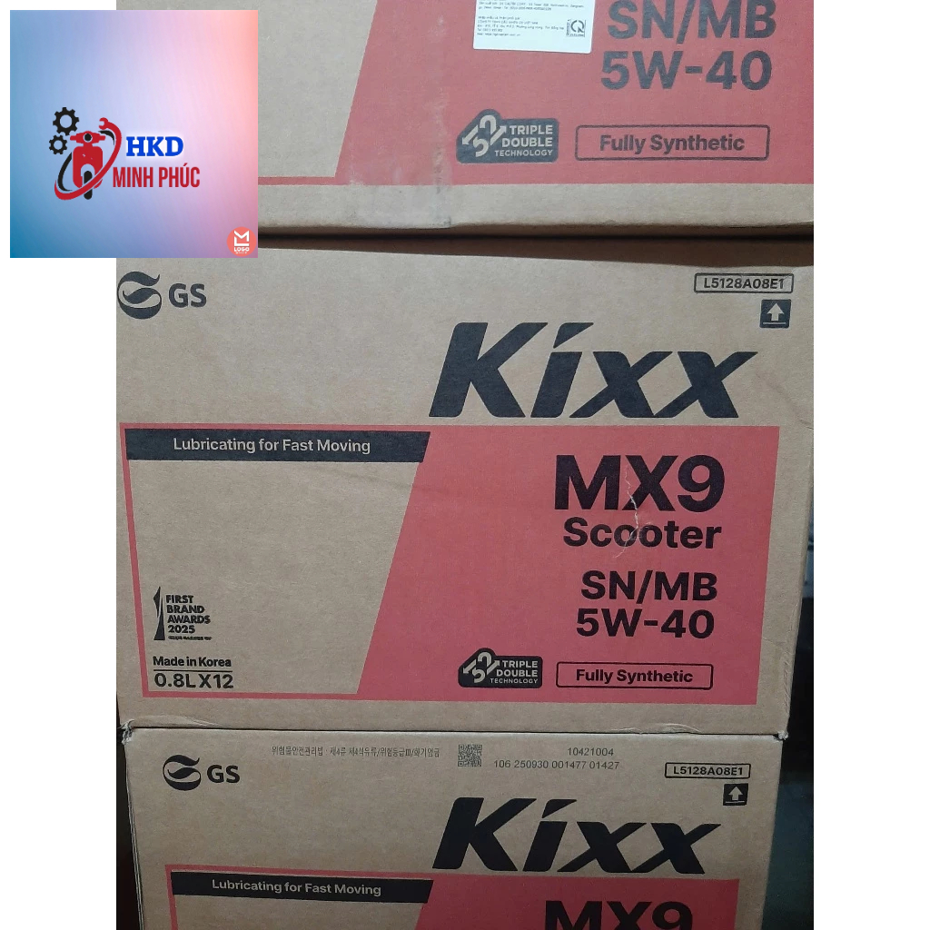 (Mẩu mới ga 5w40)Thùng 12 chai nhớt tay ga Kixx ultra Scooter 5W40 0.8L tổng hợp nhập khẩu hàn quốc