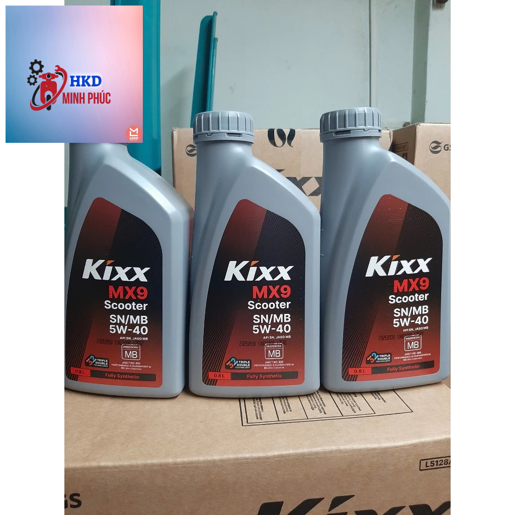 (mẩu mới ga 5w40)Combo 3 chai nhớt tay ga Kixx ultra Scooter 5W40 0.8L tổng hợp nhập khẩu hàn quốc