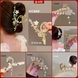GOTI Kẹp Tóc Hoa, Kẹp Tóc Càng Cua Kim Loại Đính Hạt Phụ Kiện Trang Trí Quà Tặng Nữ 20-10 8-3 KC605