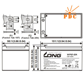 Ắc Quy Kín Khí (VRLA AGM) LONG 12V-12Ah (20HR), WP12-12A, F2 - (PDC-TECH)