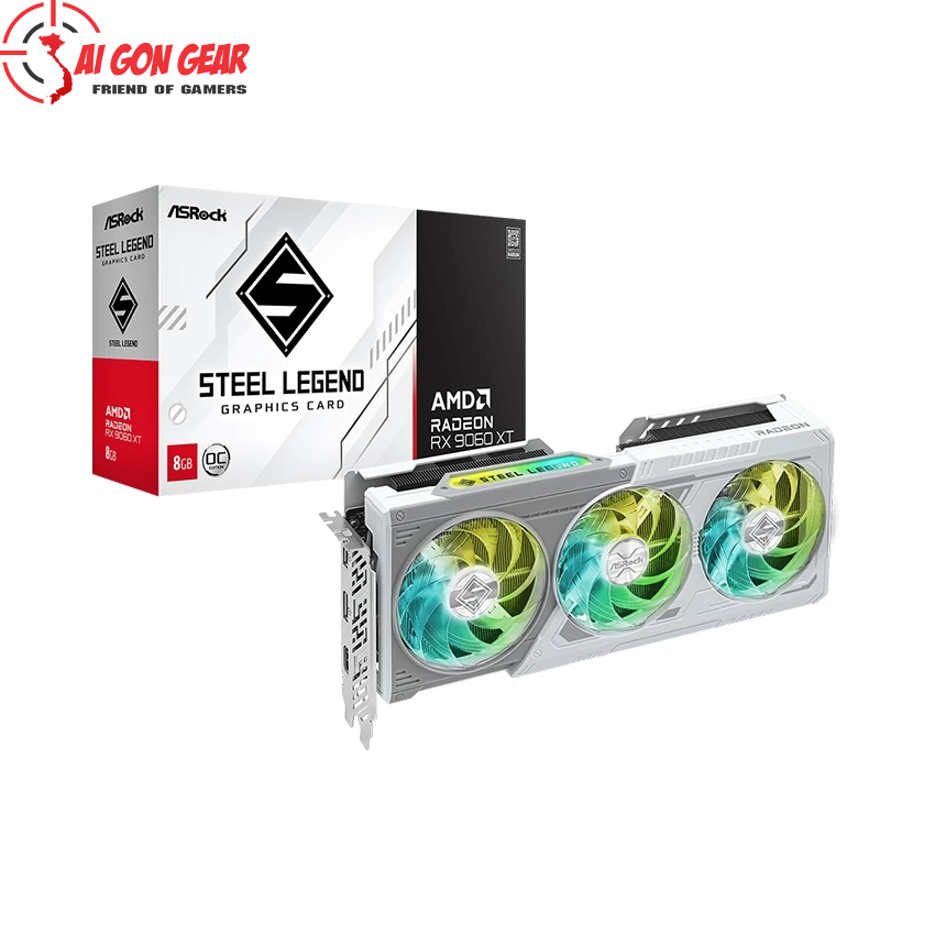 Card màn hình ASRock AMD Radeon RX 9060 XT Steel Legend 8GB OC
