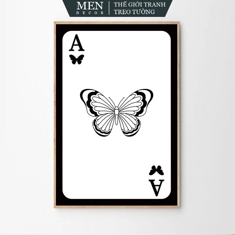 Tranh treo tường, Butterfly Playing Cards Art Poster, nhận in theo yêu cầu, tặng kèm đinh treo tranh