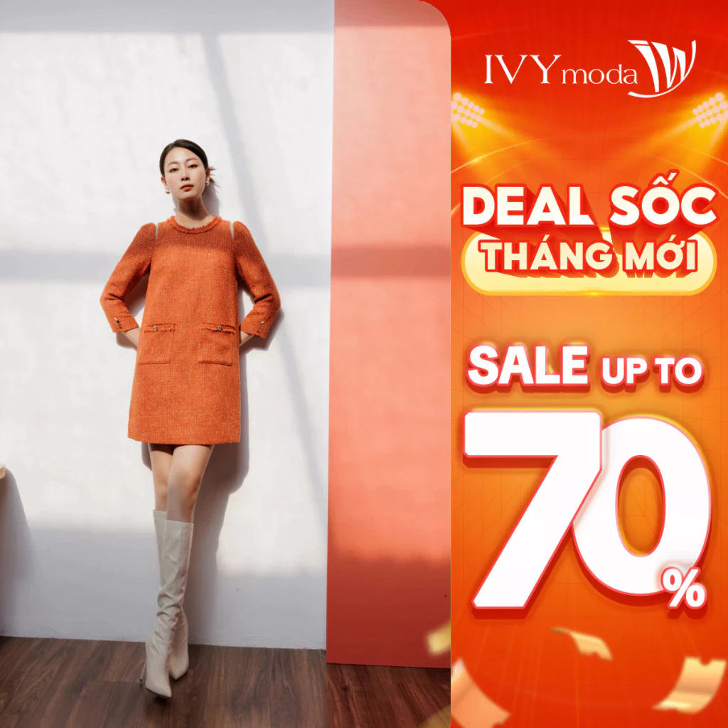 Đầm suông Tweed nữ IVY moda MS 48M8561