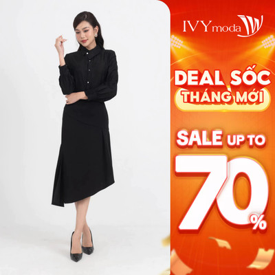 Chân váy đuôi cá tà lệch lớp, chân váy dài công sở hiện đại IVY moda MS 30M8537
