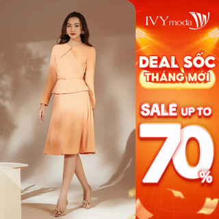 Đầm Tuysi cách điệu nữ, Đầm xòe công sở dạo phố hiện đại IVY moda MS 48M8592