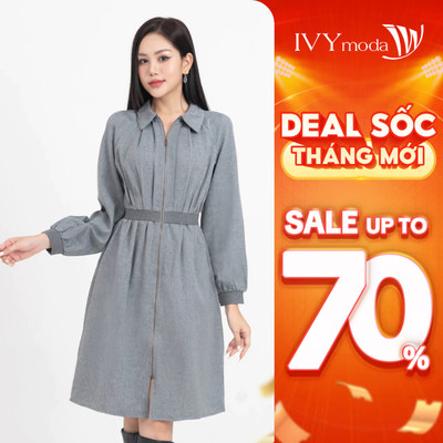 Đầm cổ đức kéo khoá nữ IVY moda MS 47B9472