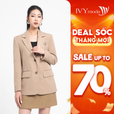 Áo blazer cách điệu khuy sau, áo vest dáng dài nữ IVY moda MS 67B9474