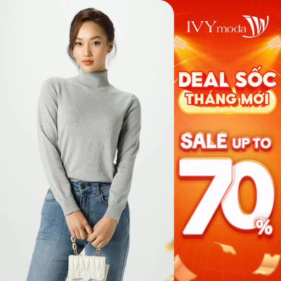Áo len nữ cổ lọ, áo giữ nhiệt nữ cổ cao IVY moda MS 58P0075