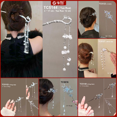 GOTI – Phụ Kiện Thời Trang Tóc Nữ Trâm Cài Tóc Hoa Đỏ Tết Bằng Hợp Kim Đơn Giản TC537