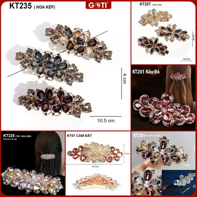GOTI Kẹp Tóc Trung Niên Hình Bông Hoa Nhiều Mẫu Đính Đá Sang Trọng Tặng Mẹ, Tặng Bà KT57