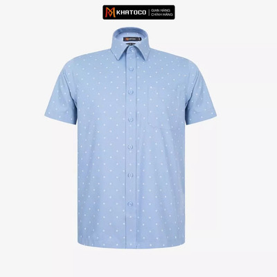 Áo sơ mi nam KHATOCO Tailor Fit ngắn tay mã A1MN518T2-CNIN 882-2711-N