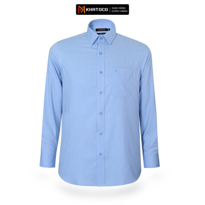 Áo sơ nam tay dài KHATOCO form Tailor Fit họa tiết mã A1MD498T1-CNMK514-2605-D