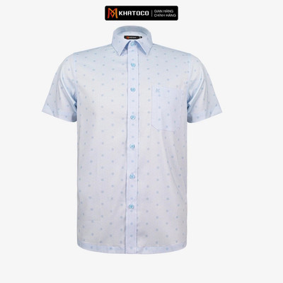 Áo sơ mi nam KHATOCO ngắn tay form Tailor Fit lai ngang mã A1MN538T2-CNIN766-2704-N
