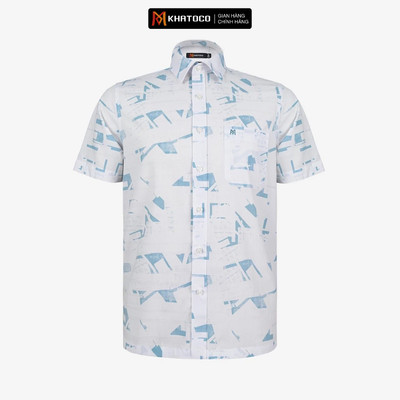 Áo sơ mi nam KHATOCO ngắn tay form Tailor Fit lai ngang mã A1MN518T2-CNIN731-2703-N