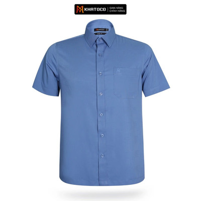 Áo sơ mi nam tay ngắn KHATOCO form Tailor Fit lai ngang họa tiết mã A1MN468T2-CNMK520-2605-N
