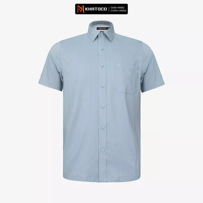 Áo sơ mi nam KHATOCO ngắn tay form Tailor Fit lai ngang mã A1MN498T2-CNMK759-2704-N
