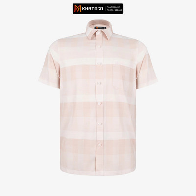 Áo sơ mi nam KHATOCO ngắn tay form Tailor Fit lai ngang mã A1MN538T2-CNCR815-2709-N