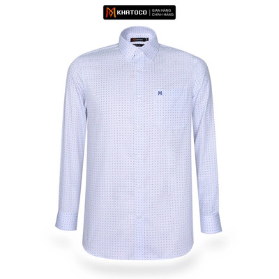 Áo sơ mi nam tay dài KHATOCO form Tailor Fit màu xanh mã A1MD518T1-CNIN304-2502-D