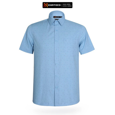 Áo sơ mi nam KHATOCO ngắn tay form Tailor Fit lai ngang mã A1MN468T2-CNIN535-2606-N