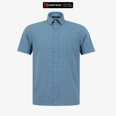 Áo sơ mi nam tay ngắn mã KHATOCO form Tailor Fit lai ngang mã A1MN518T2-CNIN725-2703-N