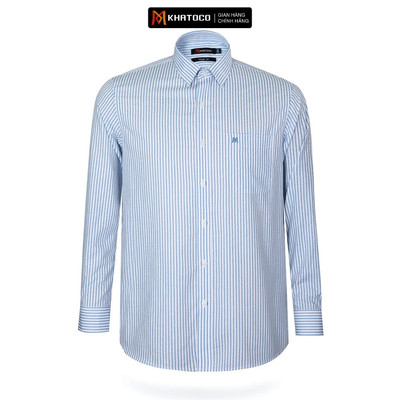 Áo sơ mi nam tay dài KHATOCO form Tailor Fit kẻ sọc mã A1MD538T1-CNSC479-2603-D