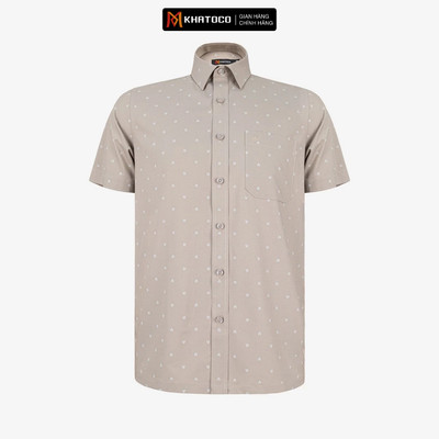 Áo sơ mi nam KHATOCO ngắn tay form Tailor Fit lai ngang mã A1MN518T2-CNIN771-2704-N