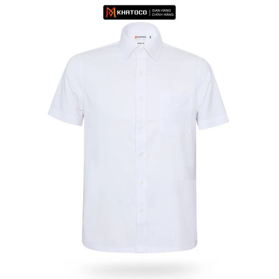 Áo sơ mi nam tay ngắn KHATOCO form Tailor Fit lai ngang mã A1MN468T2-CNTR586-2608-N