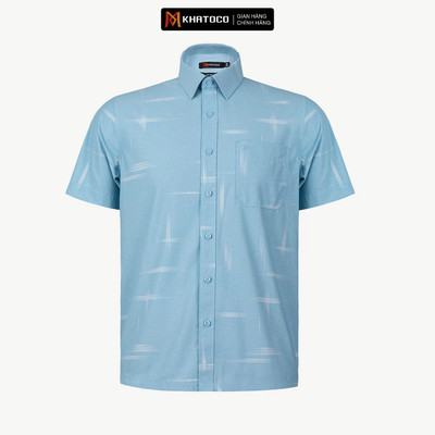 Áo sơ mi nam KHATOCO ngắn tay form Tailor Fit lai ngang họa tiết mã A1MN438T2-CNIN633-2609-N