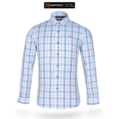 Áo sơ mi nam KHATOCO tay dài form Slim Fit kẻ caro A1MD468S1-CNCR292-2502-D