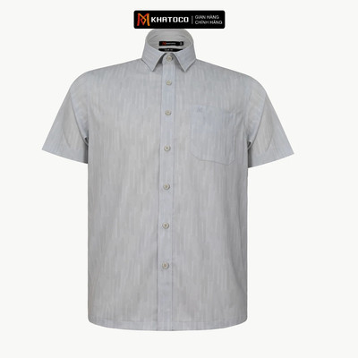 Áo sơ mi nam tay ngắn họa tiết KHATOCO form Tailor Fit lai ngang mã A1MN468T2-CNIN647-2611-N