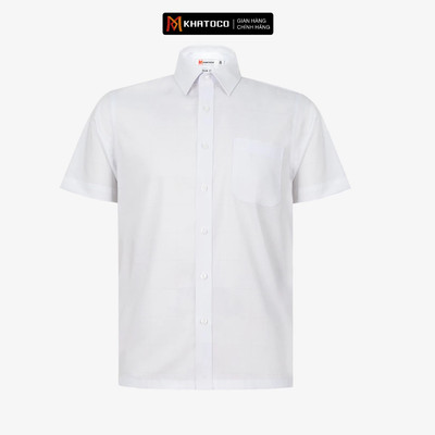Áo sơ mi nam tay ngắn KHATOCO form Tailor Fit lai ngang mã A1MN498T2-CNTR744-2703-N