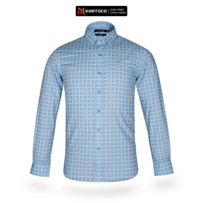 Áo sơ mi nam KHATOCO tay dài form Slim Fit kẻ caro A1MD468S1-CNCR173-2411-D