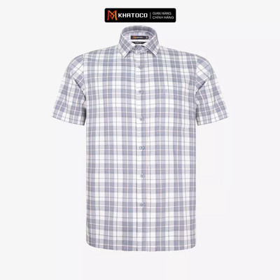 Áo sơ mi nam KHATOCO Tailor Fit ngắn tay A1MN498T2-CNCR863-2711-N