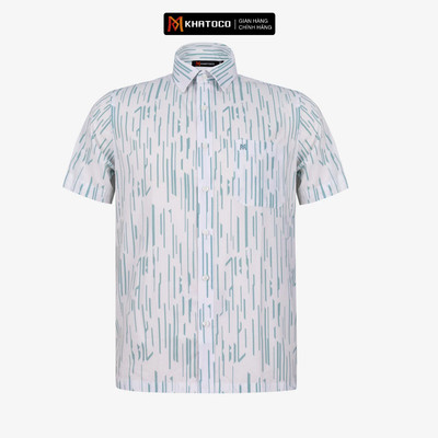 Áo sơ mi nam tay ngắn KHATOCO form Tailor Fit lai ngang mã A1MN498T2-CNIN658-2611-N