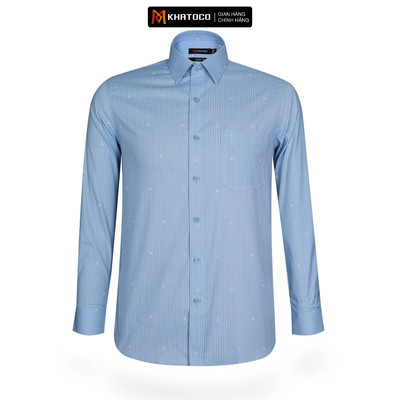 Áo sơ mi nam tay dài KHATOCO form Tailor Fit họa tiết mã A1MD498T1-CNIN614-2609-D