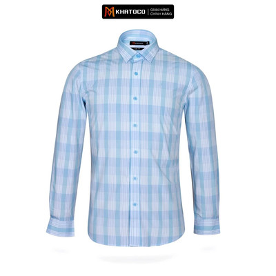 Áo sơ mi nam KHATOCO tay dài form Slim Fit kẻ caro A1MD468S1-CNCR062-2408-D