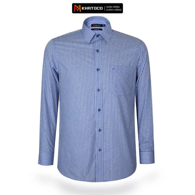 Áo sơ mi nam tay dài KHATOCO form Tailor Fit kẻ sọc mã A1MD538T1-CNSC477-2603-D