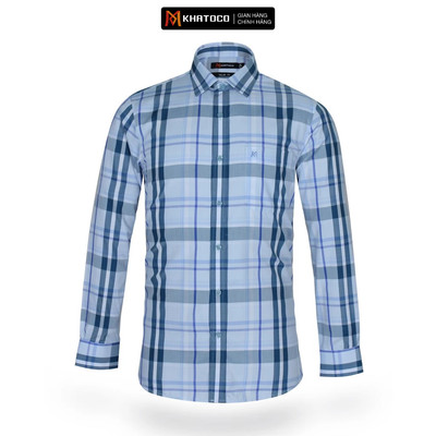 Áo sơ mi nam tay dài KHATOCO form Tailor Fit kẻ caro mã A1MD468T1-CNCR252-2501-D