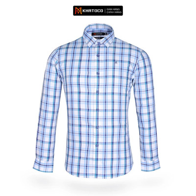 Áo sơ mi nam KHATOCO tay dài form Slim Fit kẻ caro A1MD498S1-CNCR299-2502-D