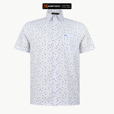 Áo sơ mi nam tay ngắn KHATOCO form Tailor Fit lai ngang mã A1MN468T2-CNIN670-2612-N