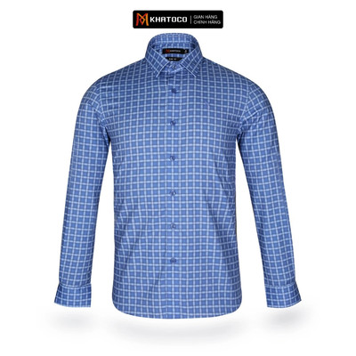 Áo sơ mi nam KHATOCO tay dài form Slim Fit kẻ caro A1MD468S1-CNCR174-2411-D