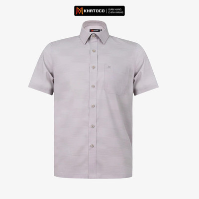 Áo sơ mi nam tay ngắn KHATOCO form Tailor Fit lai ngang mã A1MN498T2-CNIN714-2701-N