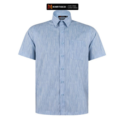Áo sơ mi nam tay ngắn KHATOCO form Tailor Fit lai ngang mã A1MN468T2-CNIN648-2611-N
