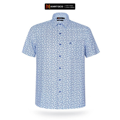 Áo sơ mi nam tay ngắn KHATOCO form Tailor Fit lai ngang họa tiết mã A1MN538T2-CNIN338-2504-N