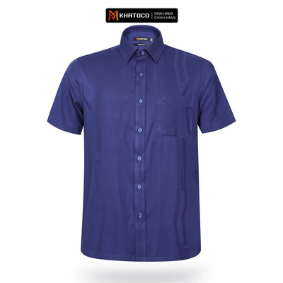 Áo sơ mi nam tay ngắn KHATOCO form Tailor Fit lai ngang họa tiết mã A1MN468T2-CNMK417-2508-N